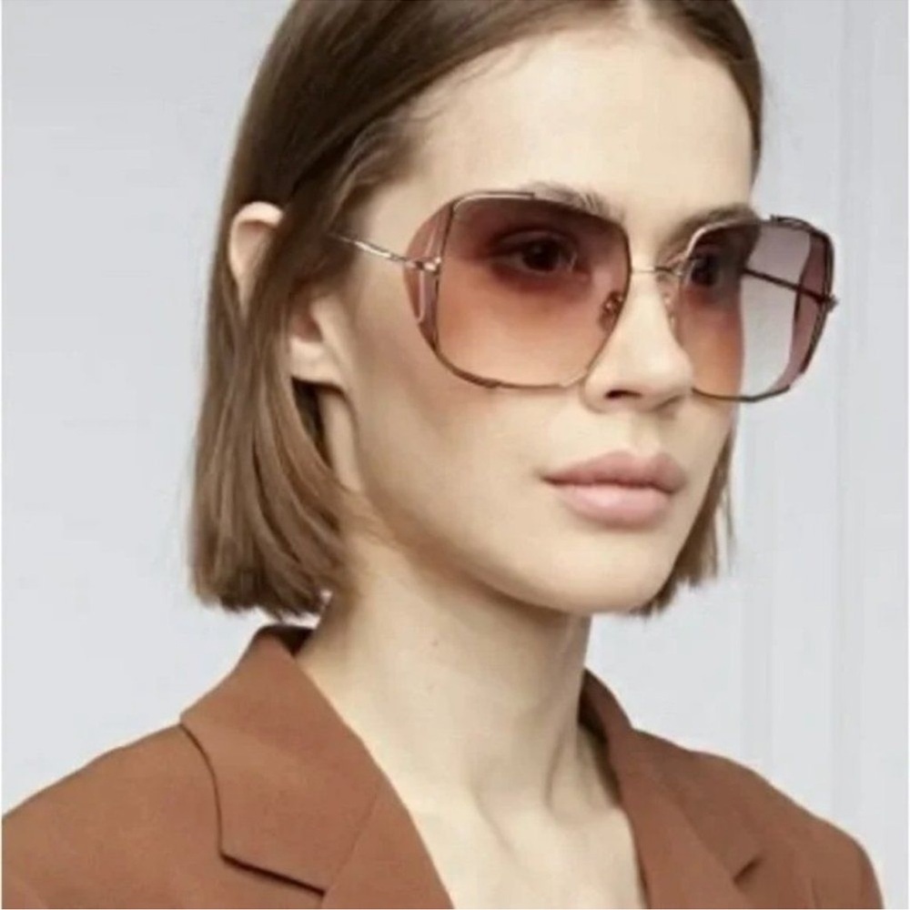 Tom Ford FT0901/S Toby-02 28F Gold Purple Brown Square Oversized Sunglasses